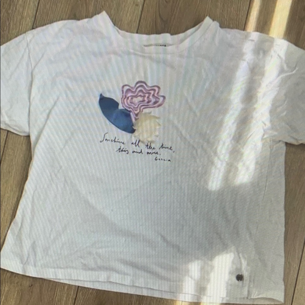 White Graphic T-Shirt with Floral Design